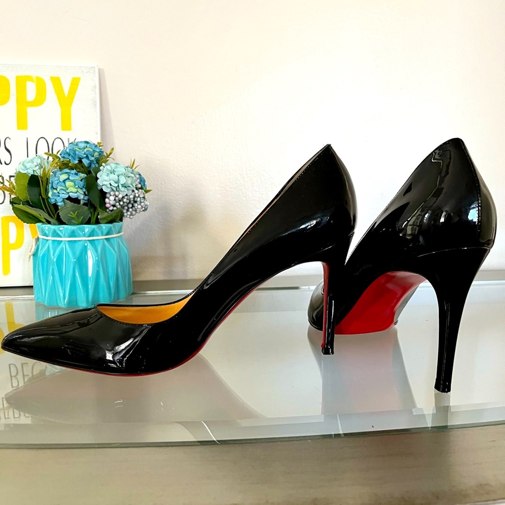 Christian Louboutin Pigalle 85 Patent Red Sole Pumps